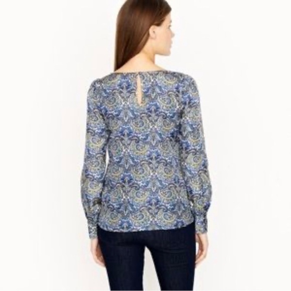 J. Crew - Gorgeous 100% Silk “Talitha” Blouse in Peacock Blue Paisley - Size 2 - Picture 4 of 8